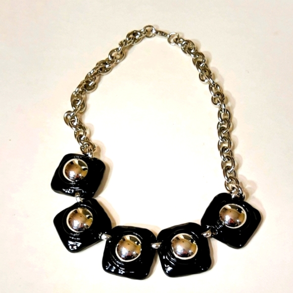 Vintage Enameled 1960s Geometric Necklace 18" long - Picture 4 of 5